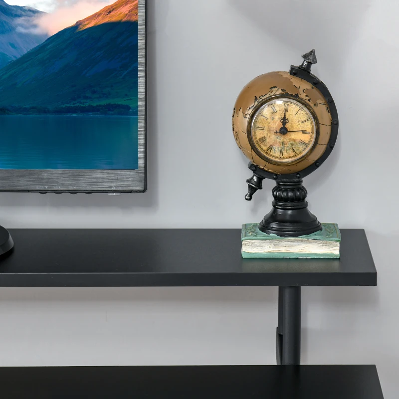 HOMCOM Computertisch Winkelschreibtisch industrieller Stil mit Höhenverstellbar Fußbett Schreibtisch Bürotisch Höhenverstellbar Fußbett MDF Metall Schwarz 100 x 60 x 85,5 cm
