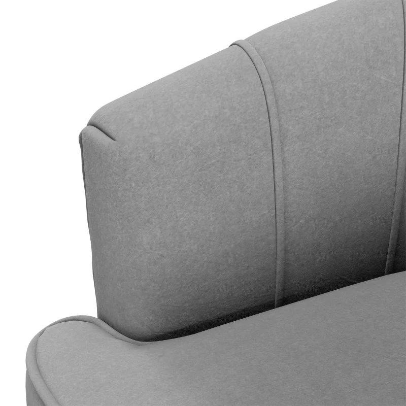 HOMCOM Scaun de Efect din Material Textil, Fotoliu din Catifea, Fotoliu Modern pentru Camera de Zi cu Picioare Metalice Aurii si Captuseala Groasa pentru Dormitor, Gri