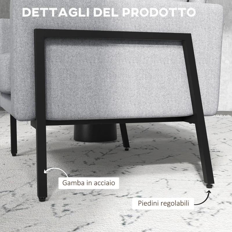 HOMCOM Poltroncina Imbottita per Soggiorno e Camera con Cuscini per Seduta e Schienale, 82x70x83.5 cm, Grigio