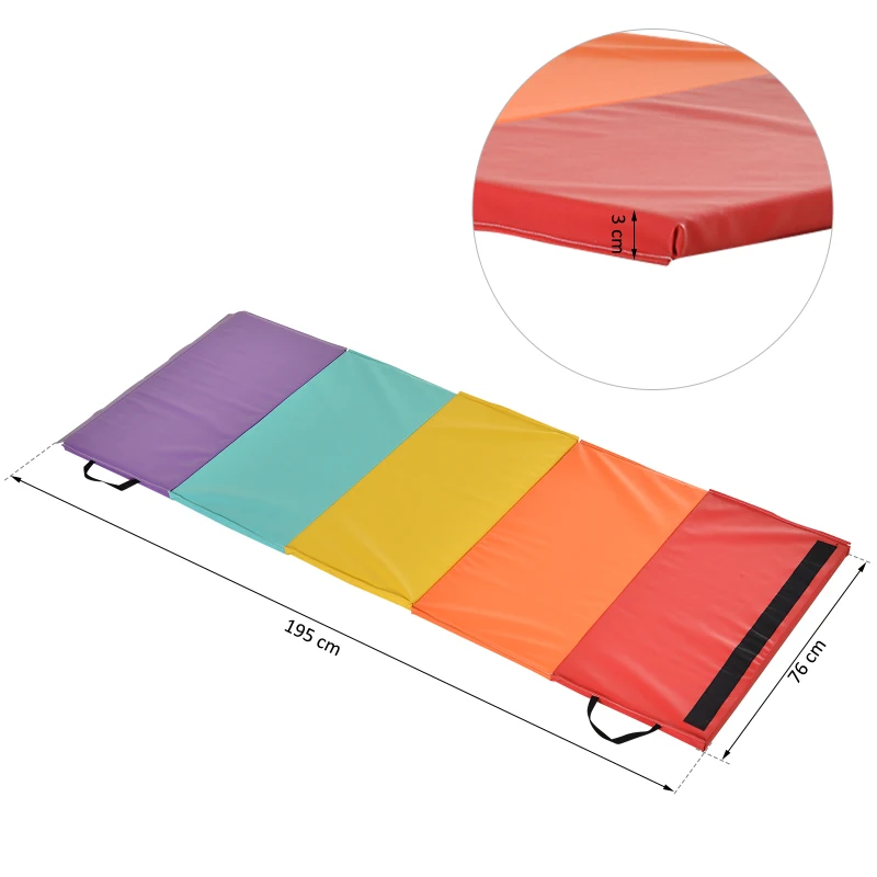HOMCOM Mat Fitness pentru Sala si Acasa 5 Panouri Pliabile 195x76x3cm
