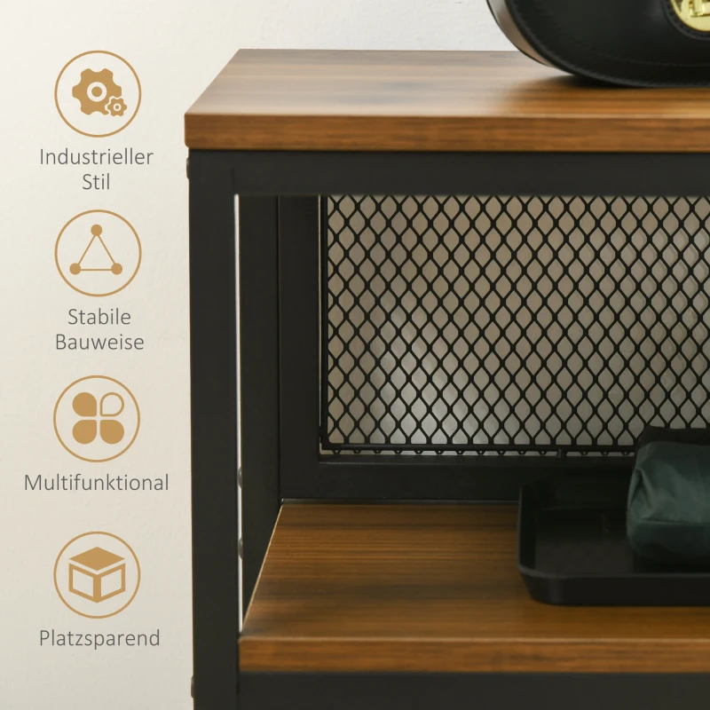 HOMCOM Industrieel ontwerp dressoir, gangconsole, 2 planken, bruin + zwart