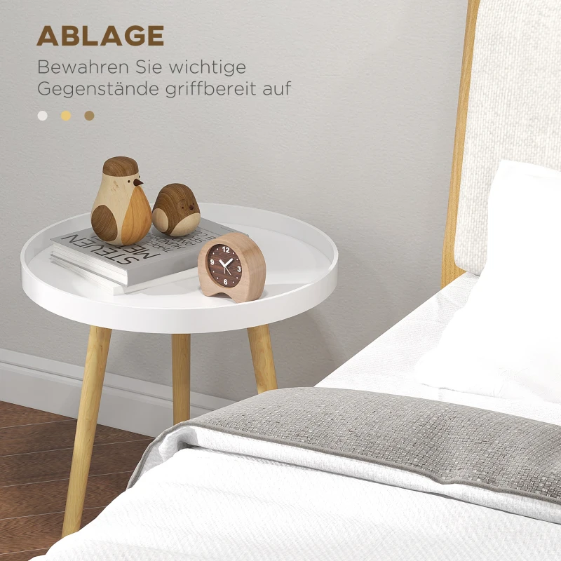 HOMCOM Bijzettafel in Scandinavisch design, salontafel, nachtkastje, wit + natuur