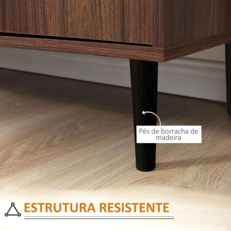 HOMCOM Aparador para Sala de Estar Aparador Buffet Moderno com 2 Portas e 3 Gavetas para Sala de Jantar 127x40x76cm Castanho Avermelhado e Preto