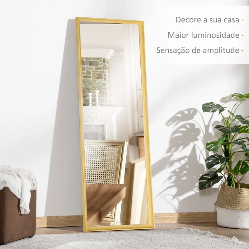 HOMCOM Espelho de Parede Moderno Espelho de Corpo Inteiro de Madeira para Colocar na Vertical ou Horizontal 53,5x163 cm Madeira