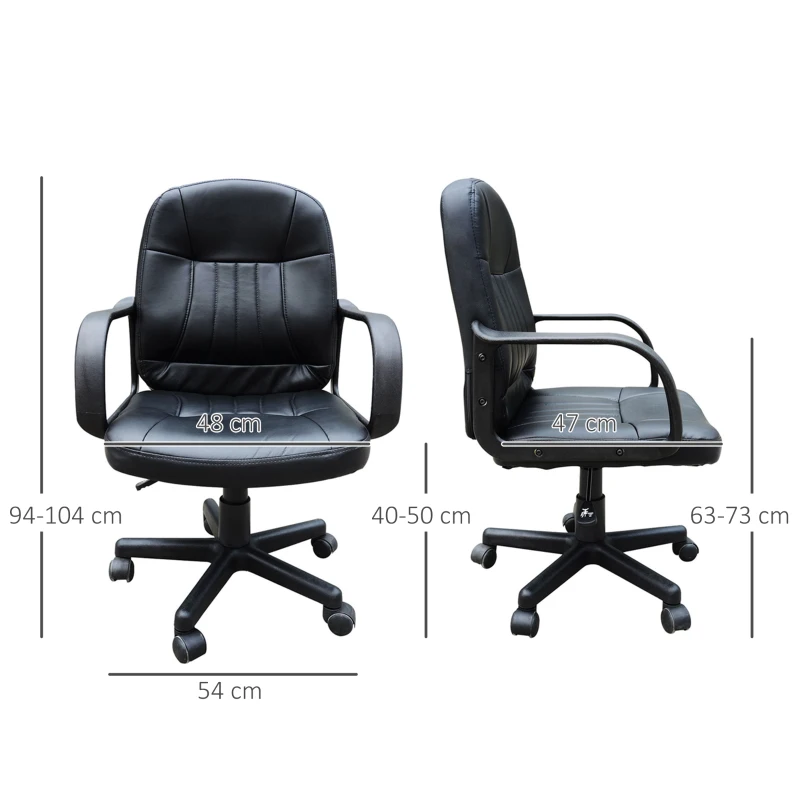 HOMCOM Swivel Executive Office Chair PU Leather Computer Desk Chair Office Furniture Gaming Seater - Black