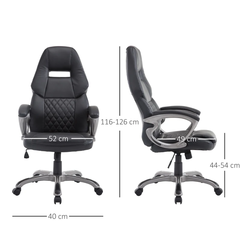 HOMCOM PU Leather Padded Home Office Chair with Adjustable Height Black