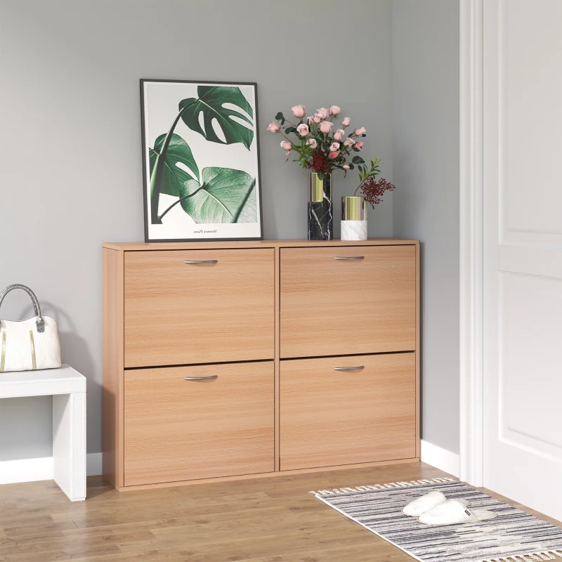 Homcom Dulap Pantofi Lemn 120×24×81 cm – 24 Perechi, Hol sau Dormitor(m-2)