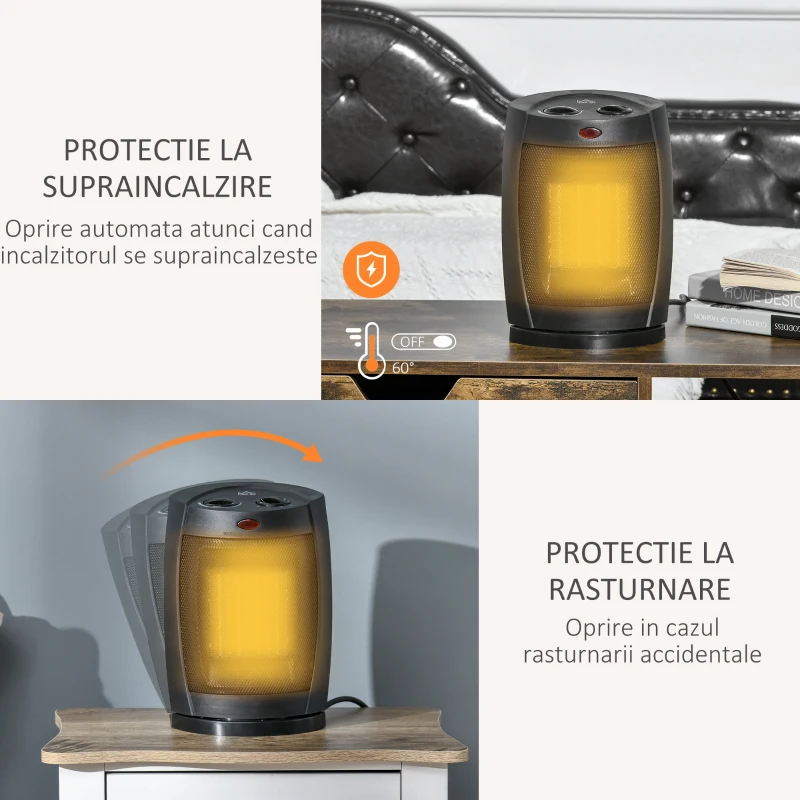 Homcom Soba Electrica Ceramica Oscilanta – Temperatura Reglabila 6-38 °C