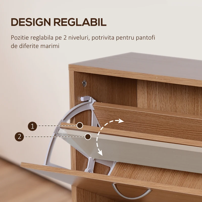 Homcom Dulap Pantofi Lemn 120×24×81 cm – 24 Perechi, Hol sau Dormitor(m-5)