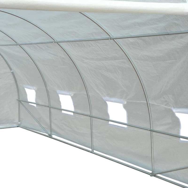Outsunny Tunnel Sera de gradina pentru plante din PE cu tevi metalice 6x3x2m Alb(m-8)