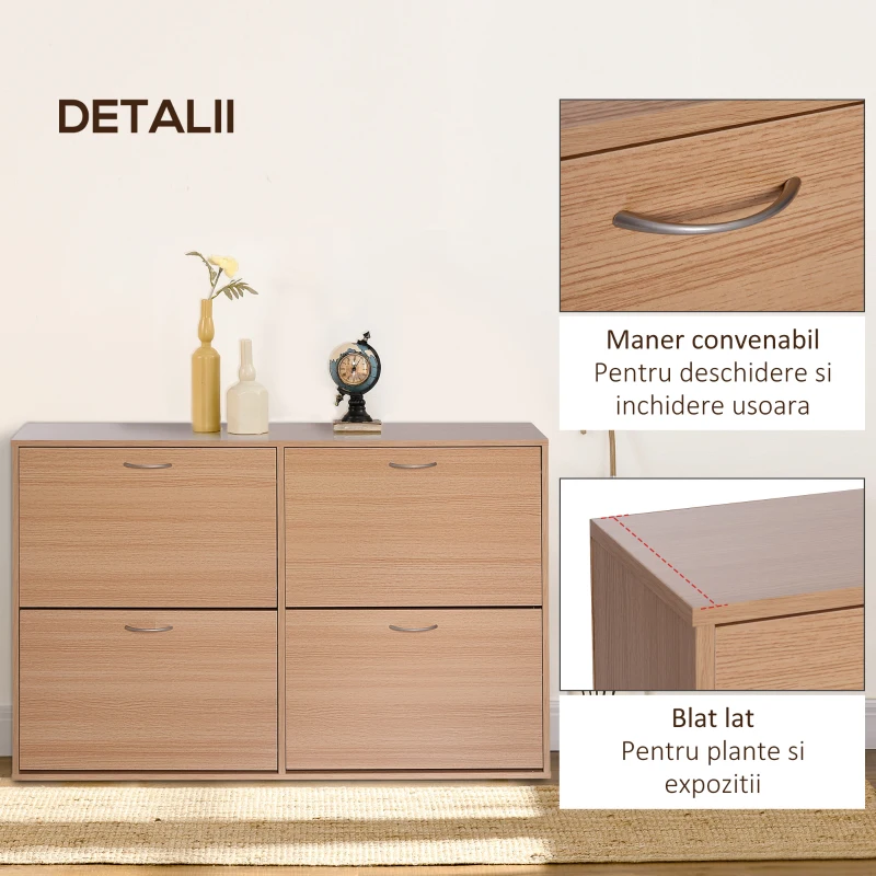 Homcom Dulap Pantofi Lemn 120×24×81 cm – 24 Perechi, Hol sau Dormitor(m-6)