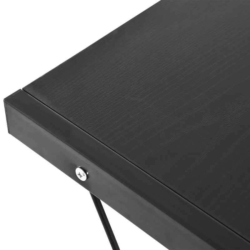 HOMCOM Scrivania Angolare Moderna Nera Dritta Postazione da Lavoro per Computer con Vano Tastiera MDF, Metallo a forma di L: 130L x 130P x 73.5A cm  dritta: 210L x 50P x 73.5A cm Nero