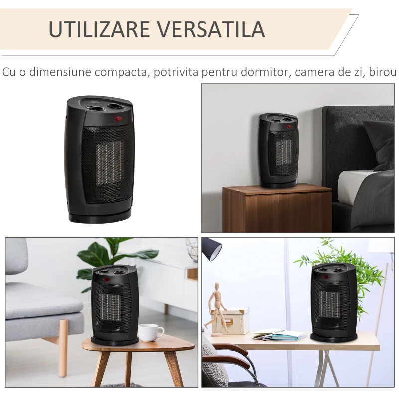 Homcom Soba Electrica Ceramica Oscilanta – Temperatura Reglabila 6-38 °C