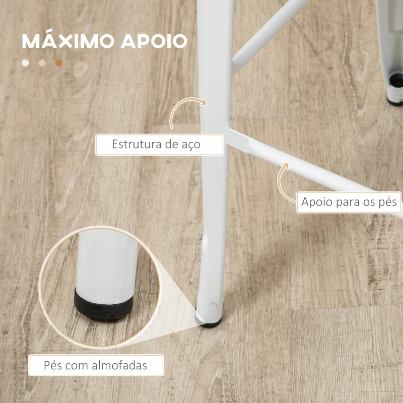 HOMCOM Conjunto de 4 Bancos Altos Empilháveis com Encosto Alto Apoio para os Pés Assento de Madeira 44x53x116 cm Branco