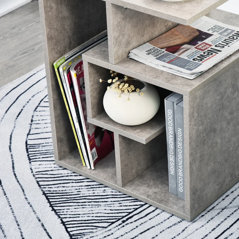 HOMCOM Biblioteca pe 3 niveluri in Lemn Gri Efect Ciment 45x40x55cm