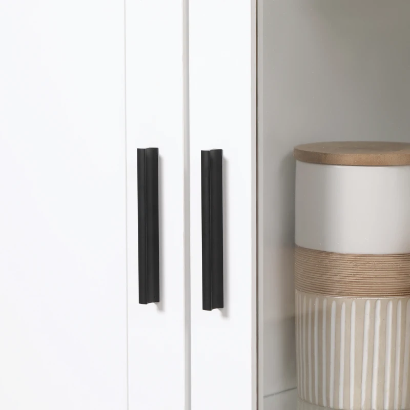 HOMCOM Armário de Cozinha com Porta de Vidro Prateleiras Ajustáveis e Pés Elevados 76x36x160 cm Branco
