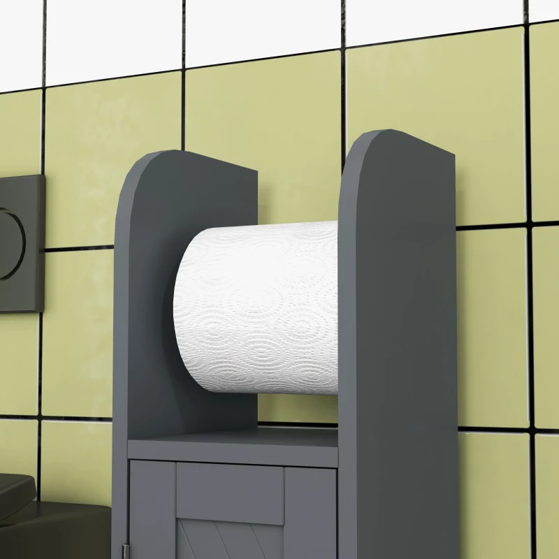 kleankin Mobiletto Bagno con Barra e Armadietto a 3 Livelli Regolabili, in MDF e Truciolato, Grigio