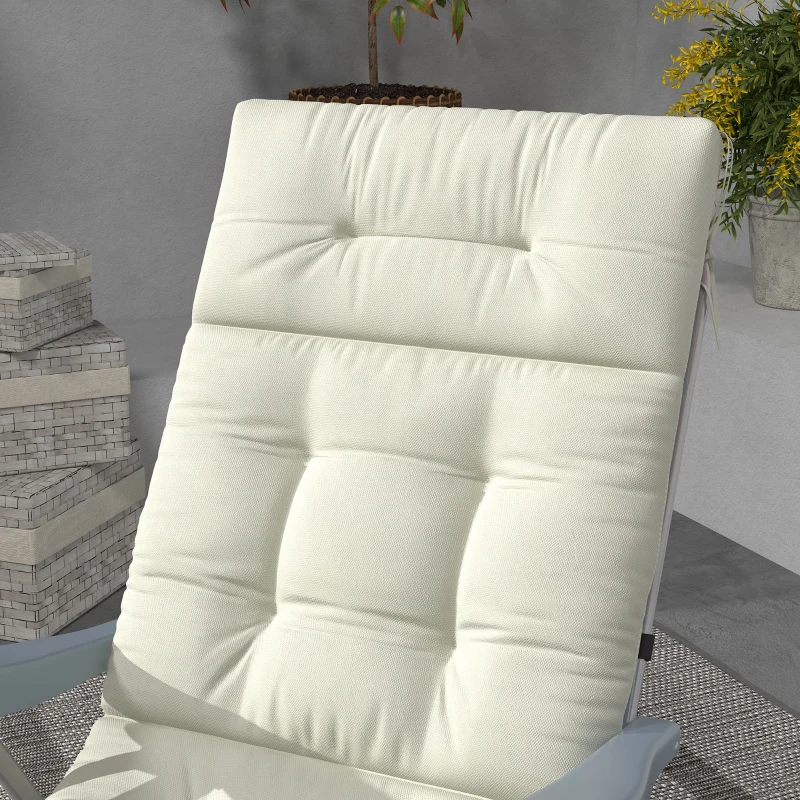 Outsunny Liegenauflage Liegenpolster Sonnenliege Auflage Gartenliege Polsterauflage Bezug Polyester Cremeweiß 200 x 60 x 13 cm