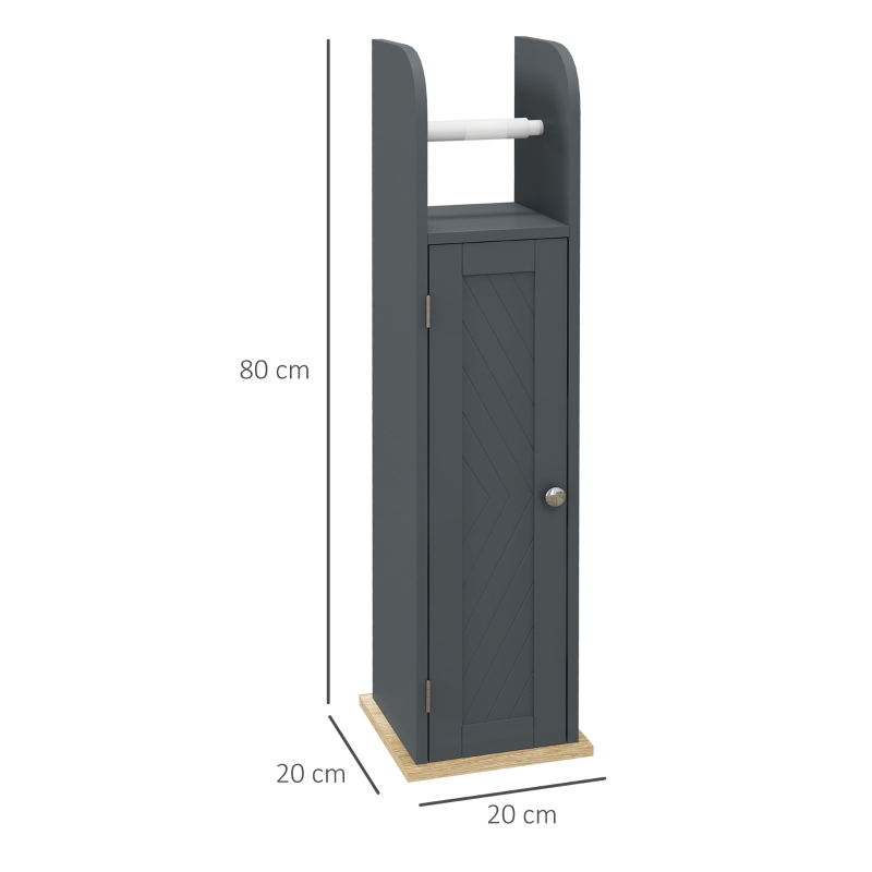 kleankin Mobiletto Bagno con Barra e Armadietto a 3 Livelli Regolabili, in MDF e Truciolato, Grigio