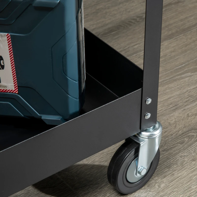 DURHAND Carrinho de Ferramentas de 2 Níveis com Rodas para Garagem Oficina Mecânica Carga Máxima 150 kg 84,5x38x84 cm Preto