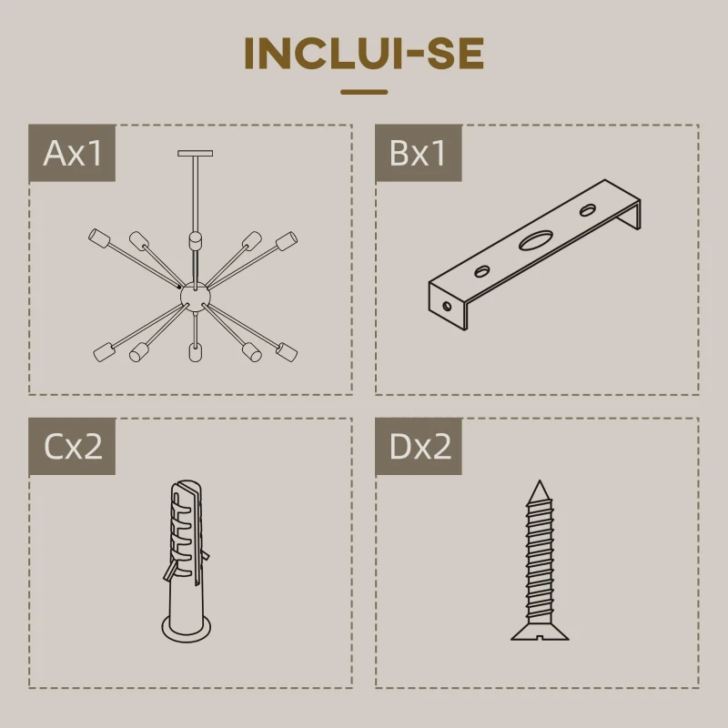 HOMCOM Candeeiro Suspenso Elegante de Metal Suporte para Lâmpada E27 Máx. 25W para Sala de Estar Sala de Jantar 65x65x78,5cm Dourado