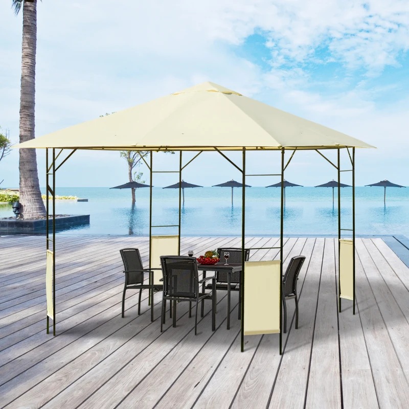 Outsunny Foișor de Grădină din Metal cu Acoperiș, 300x300x260 cm, Crem(m-4)