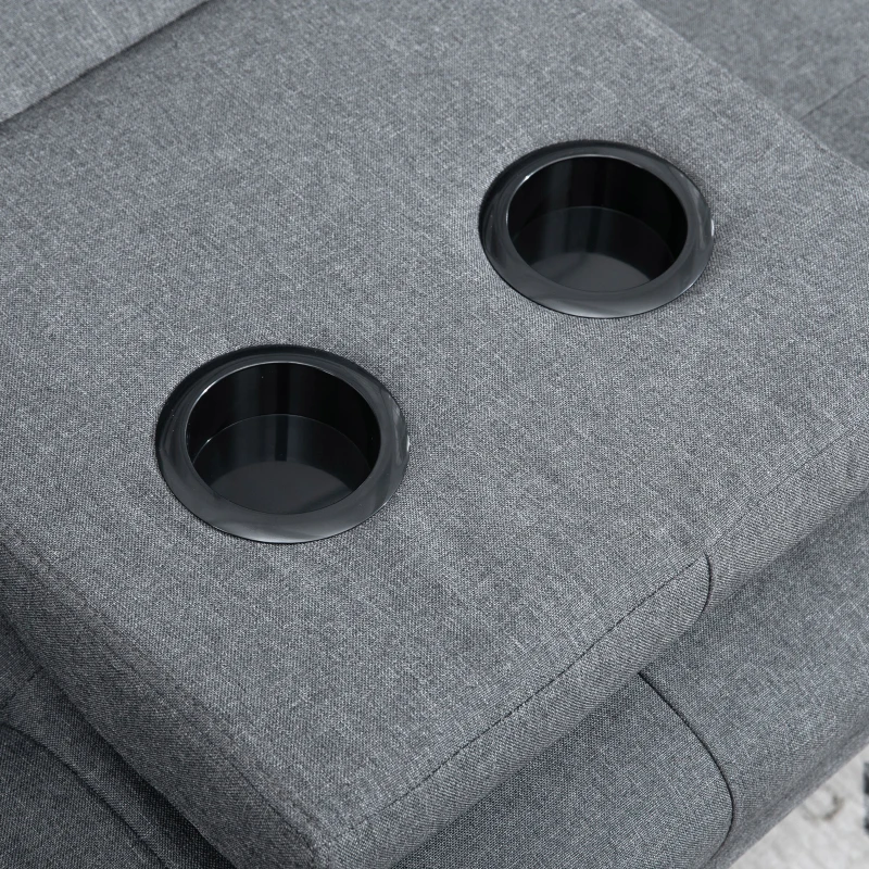 HOMCOM Sofa do spania 3-osobowe z rozkładanym stołem, wykończenie imitujące len