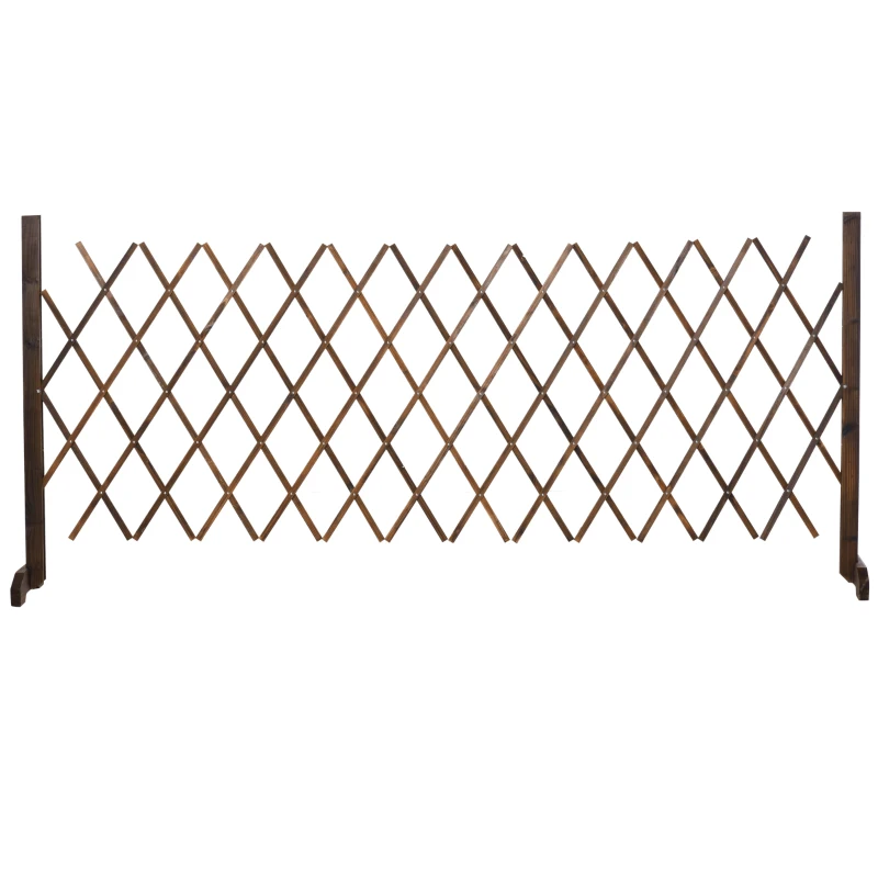 Outsunny Freestanding Garden Fencing, Expanding Fence Trellis, Movable Scissor Grid, Foldable Garden Screen Panel for Patio Lawn Decoration, 225L x 106Hcm, Dark Brown
