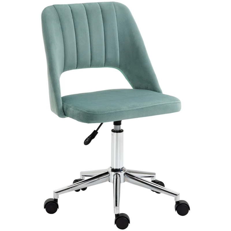 Vinsetto Mid Back Office Chair, Velvet Fabric Swivel Scallop Shape Computer Desk Chair for Home Study Bedroom, Green