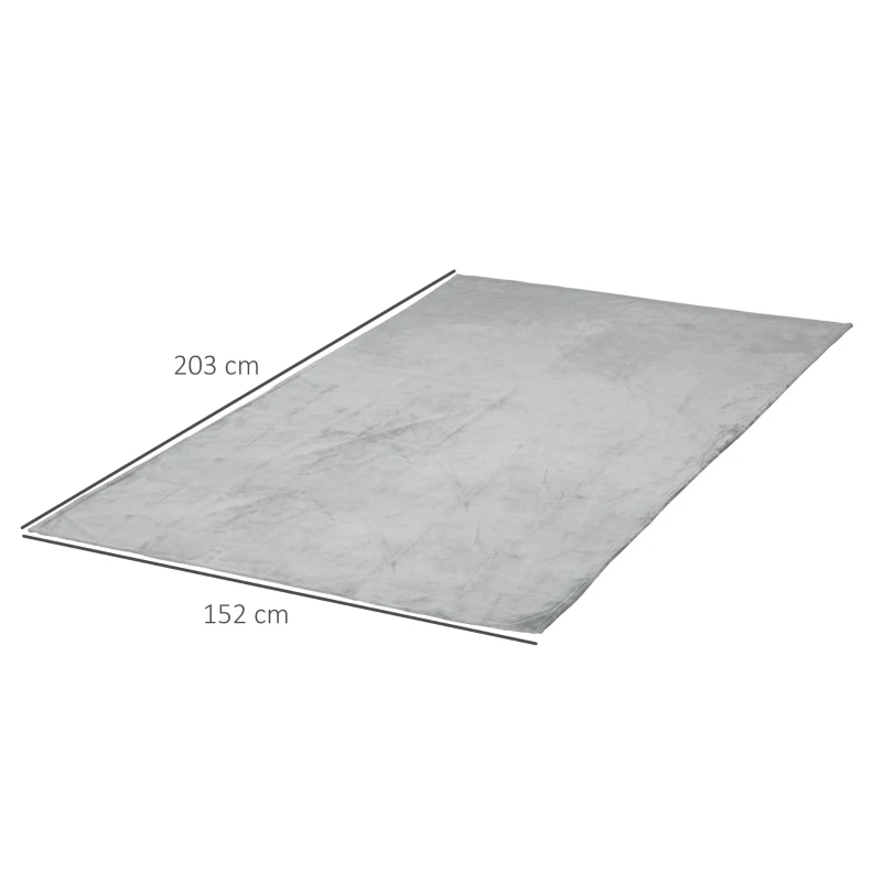 HOMCOM Patura din Flanel 330 GSM Reversibila pentru Utilizare in interior si la Exterior, 203x152x0.5 cm, Gri deschis