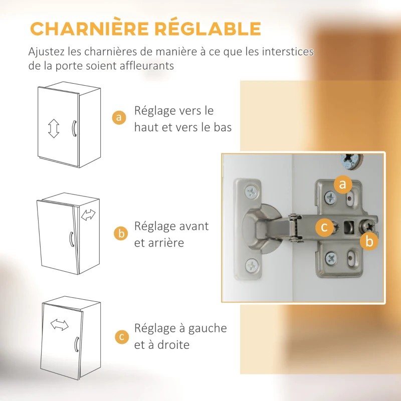 HOMCOM Buffet haut armoire de cuisine 2 portes vitrées étagère tiroir et placard double porte 60 x 38 x 161 cm blanc
