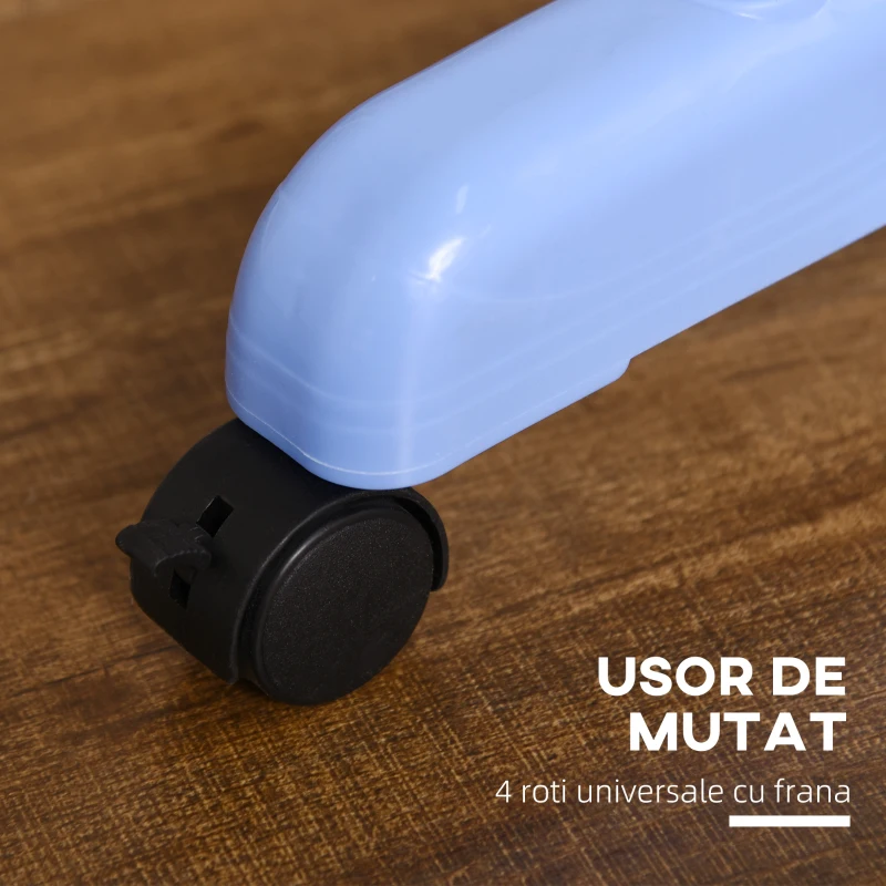 HOMCOM Uscator de rufe extensibil pe 4 niveluri cu 4 roti, din otel si pp, 73x64x177 cm, Albastru si Argintiu
