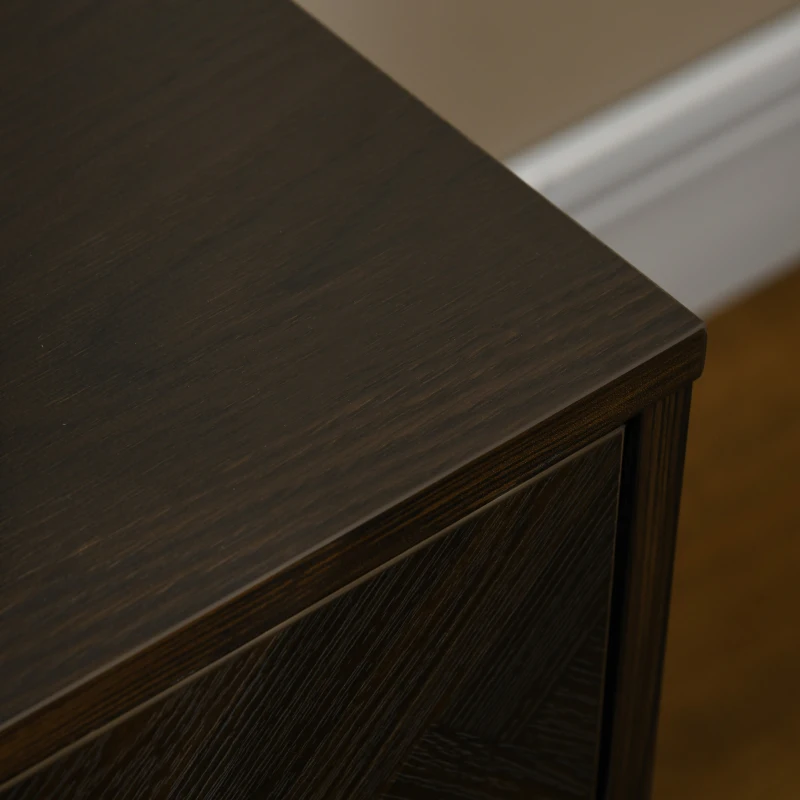 HOMCOM Dulap Suport TV Pana la 55" cu 2 Dulapioare, Mobila de Sufragerie din Lemn cu Picioare Metalice, 120x39x50 cm, Maro si Auriu