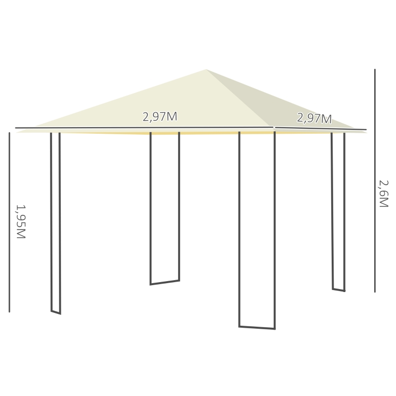 Outsunny Foișor de Grădină din Metal cu Acoperiș, 300x300x260 cm, Crem(m-5)