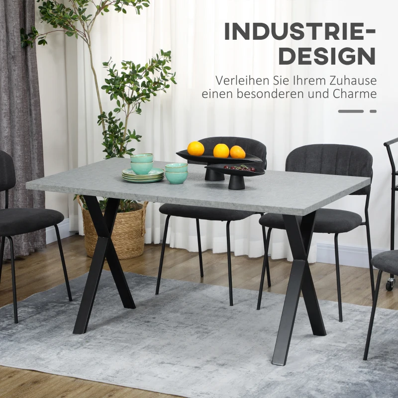 HOMCOM Stół do jadalni, Kuchenny, Stół do jedzenia, ze wzorem kamienia, Szary