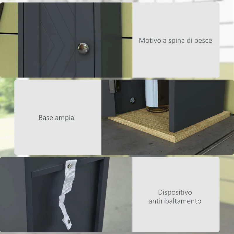 kleankin Mobiletto Bagno con Barra e Armadietto a 3 Livelli Regolabili, in MDF e Truciolato, Grigio