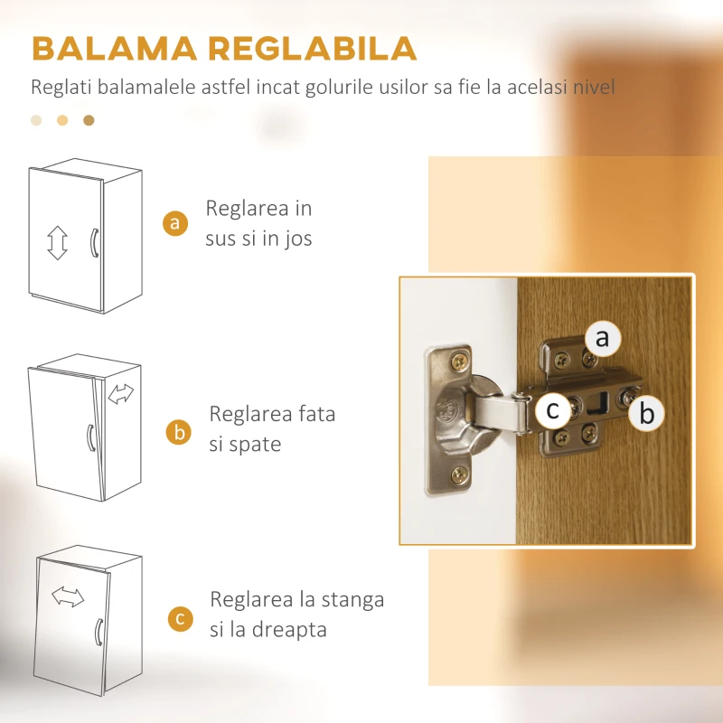 Unitate de camara inalta HOMCOM din PA de culoare alb si lemn cu 4 usi cu dulapuri si raft deschis, pentru bucatarie si sufragerie, 80x40x180 cm