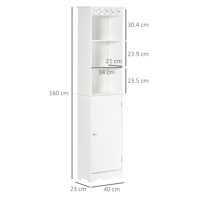 Homcom Coloana Baie Lemn Alb – 40×23×160 cm, Decor Sculptura Florala