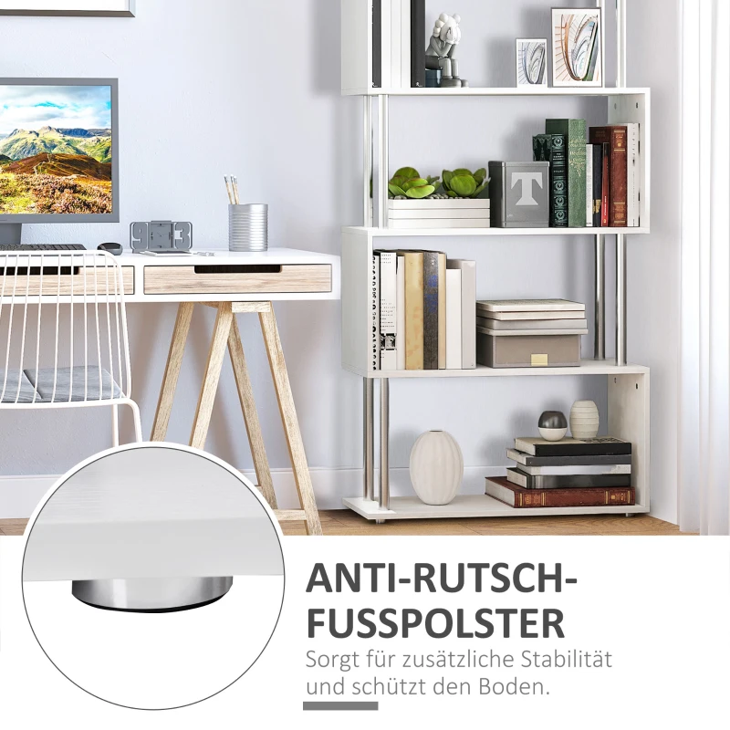 HOMCOM Standregal 4 Fächer Raumteiler Eckregal Wandregal Büroregal Weiß 80x30x145 cm