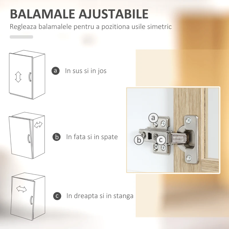 HOMCOM Credenta Lemn Bucatarie – 80×40×180 cm cu Sertare & Usi Sticla