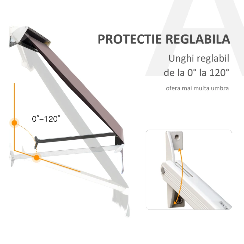 Outsunny copertina de soare verticala, 180×70cm, maro