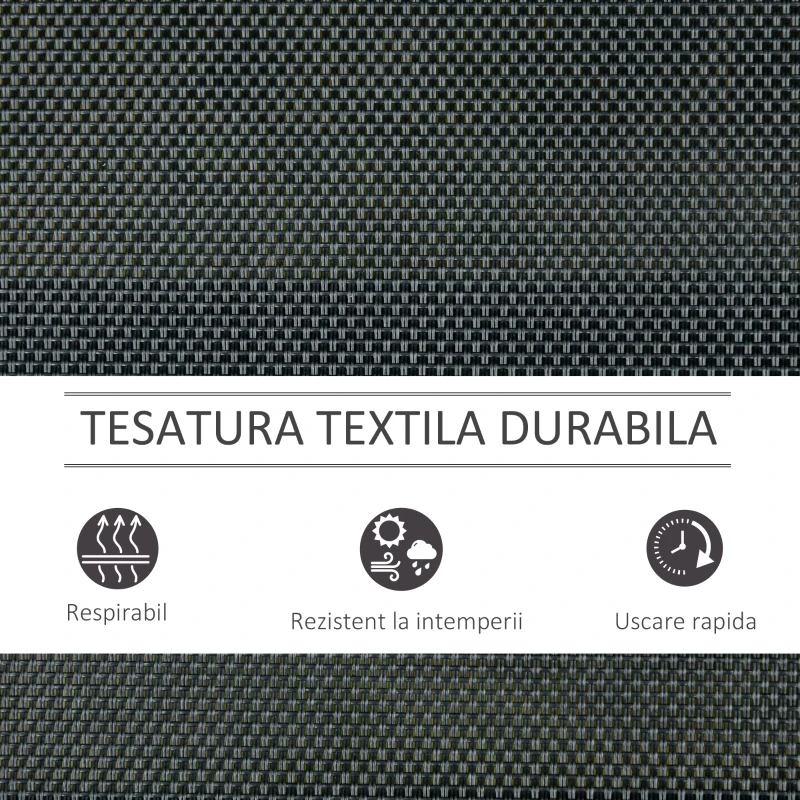 Outsunny Banca Leagan de Gradina cu 3 locuri, schelet Metalic si Tesatura transpiranta, Negru