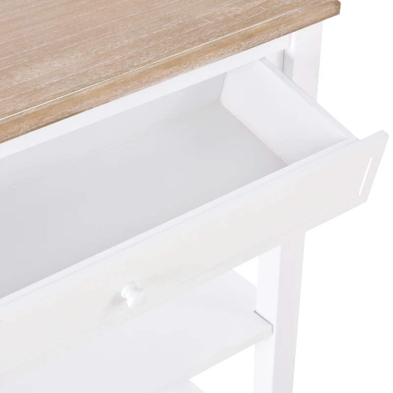HOMCOM masa hol, cu sertar, lemn pin, 75.6x27.5x80.5cm, alb(m-8)