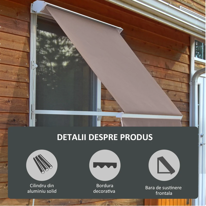 Outsunny copertina de soare verticala, 180×70cm, maro