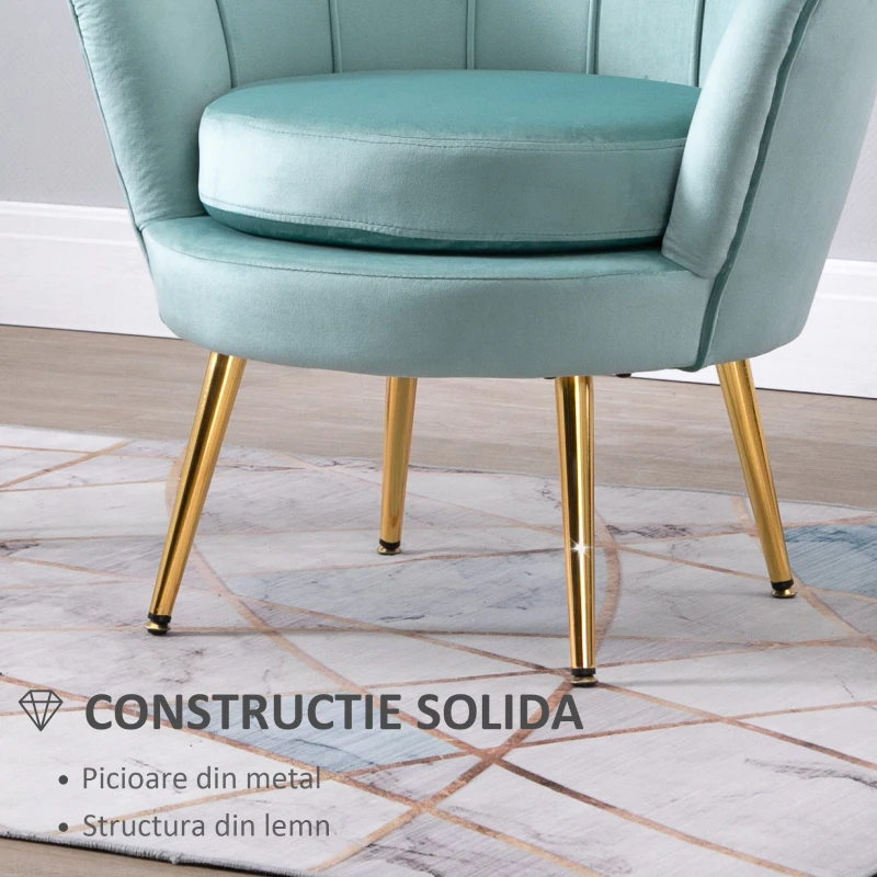 HOMCOM Fotoli vintage cu design din Catifea, 76x76x74cm, Verde