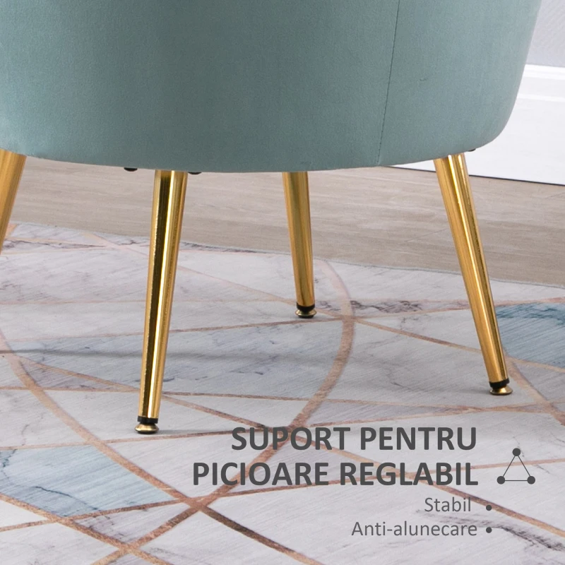HOMCOM Fotoli vintage cu design din Catifea, 76x76x74cm, Verde