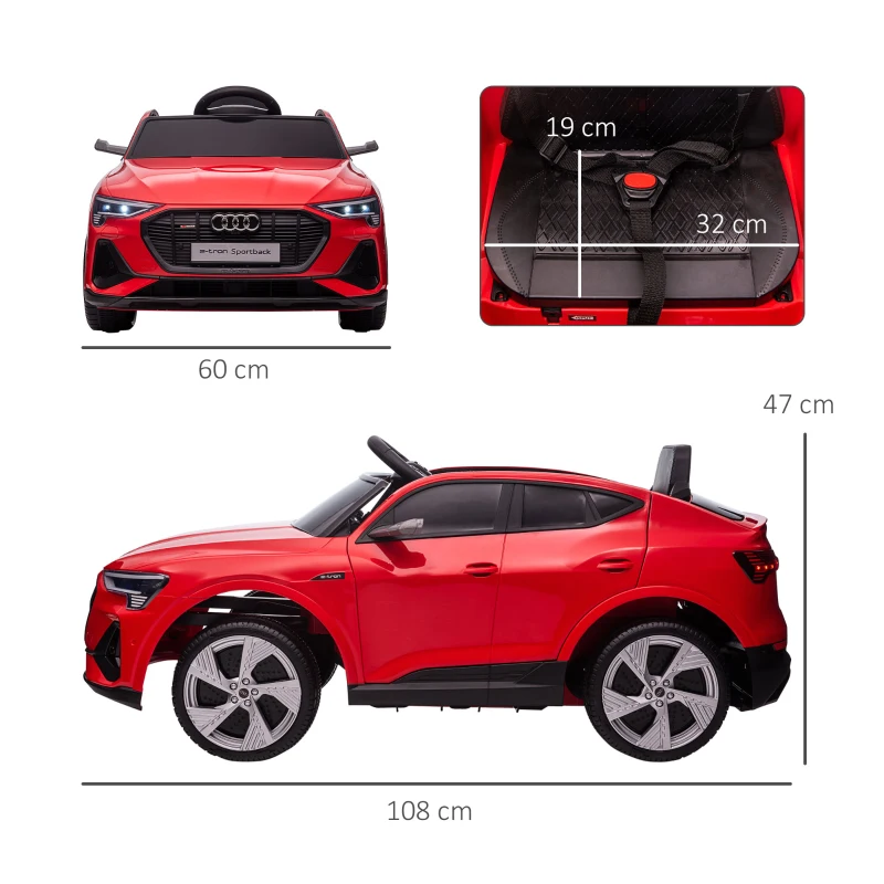 HOMCOM Masina sport electrica pentru copii 3-5 ani, jucarie cu motor 12V alimentat cu doua baterii, Rosu