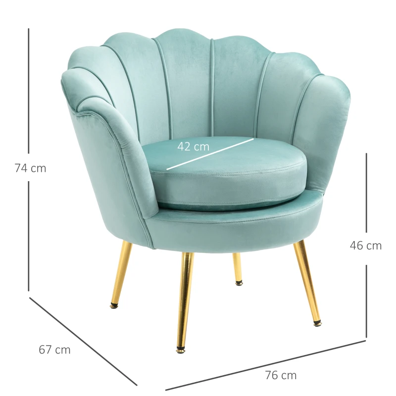 HOMCOM Fotoli vintage cu design din Catifea, 76x76x74cm, Verde