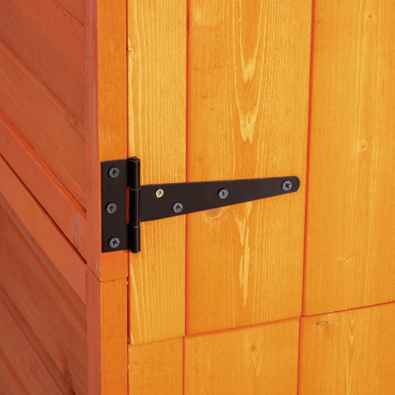 Outsunny sopron de Gradina din Lemn cu 2 Usi, Dulap de Exterior Depozitare Unelte cu 3 Rafturi, 84x52x188 cm(m-8)