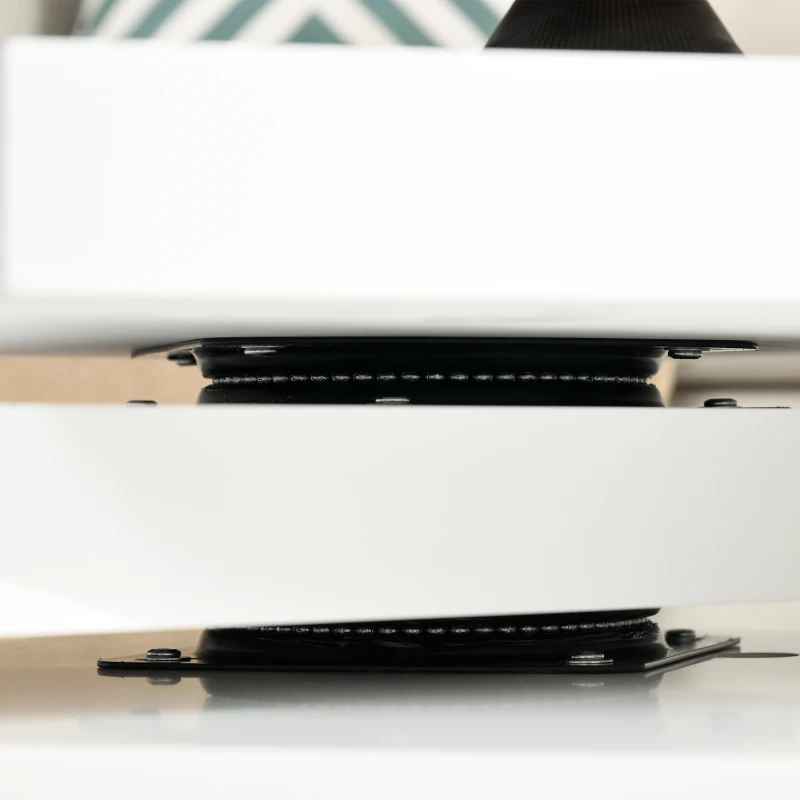 HOMCOM Masuta de Cafea pentru Salon si Camera de Zi, cu 3 Niveluri din MDF cu 2 Blaturi Rotative, 60x60x33.5 cm, Alb Lucios